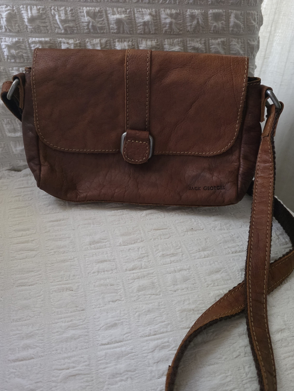 Jack Georges Brown Leather Crossbody Bag